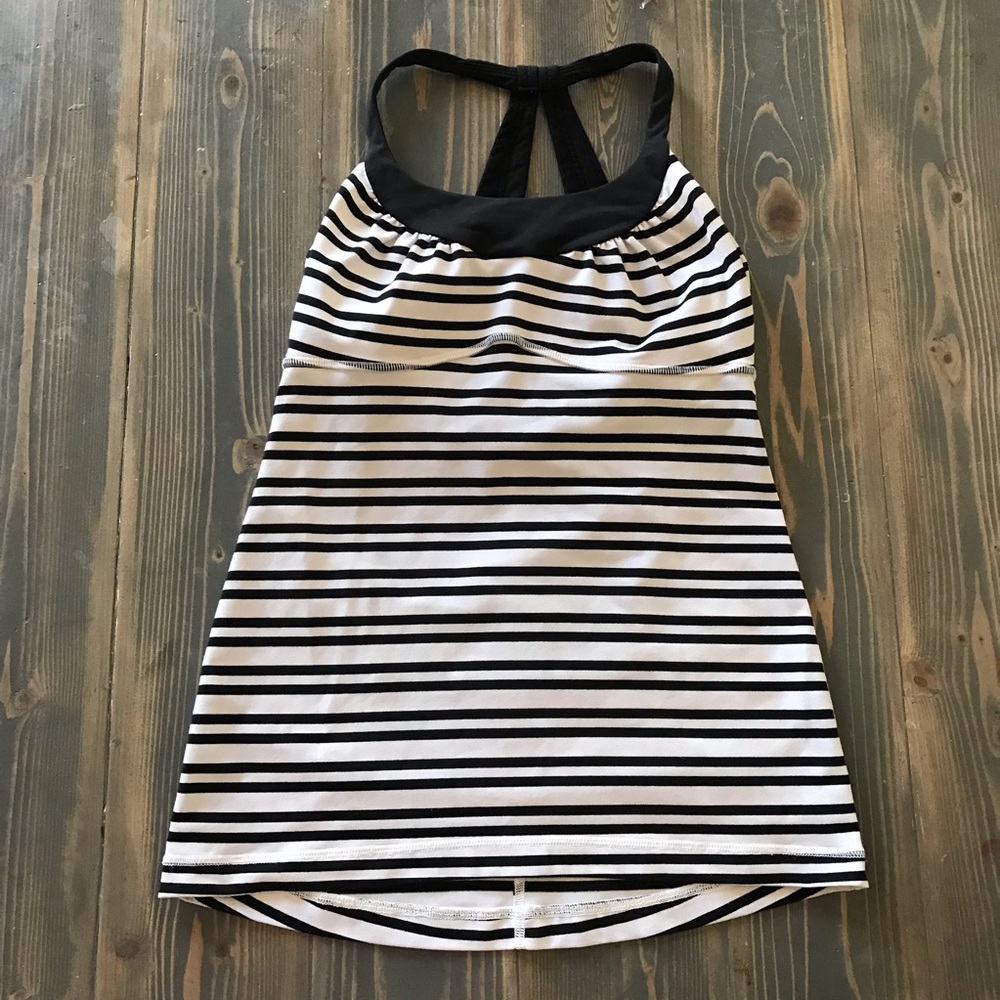 lululemon athletica Black and White Striped Tank Top